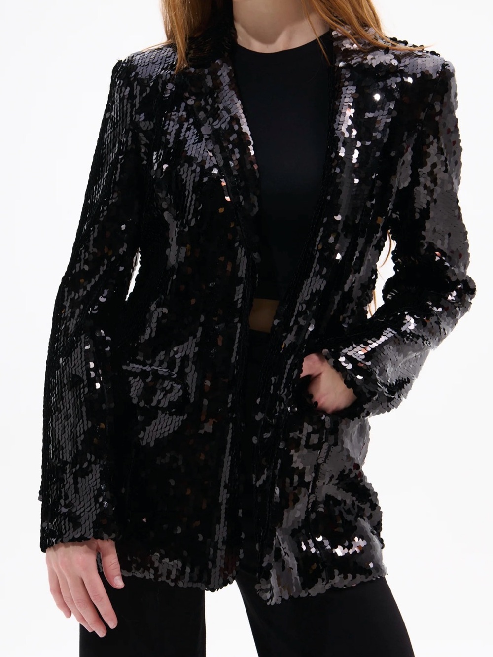 NWT azalea wang Black Sequin Women's Blazer Jacket size L